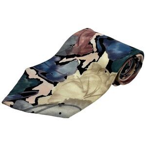 Vintage Chemin De Fer Abstract Multi Floral 100% Silk Tie 59"